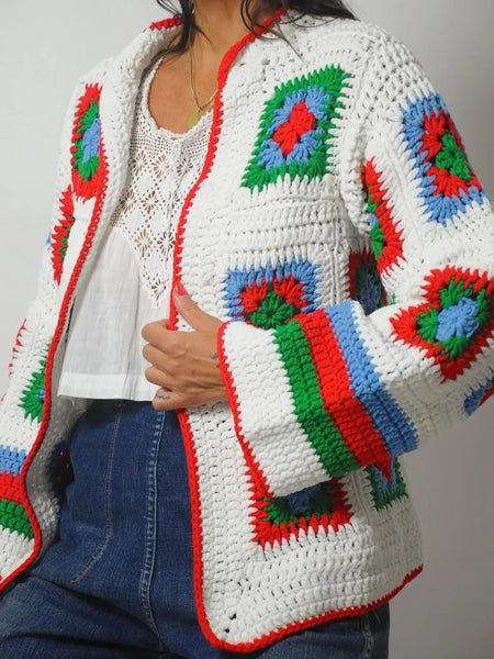 1970's Quilted Crochet Cardigan