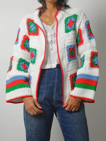 1970's Quilted Crochet Cardigan