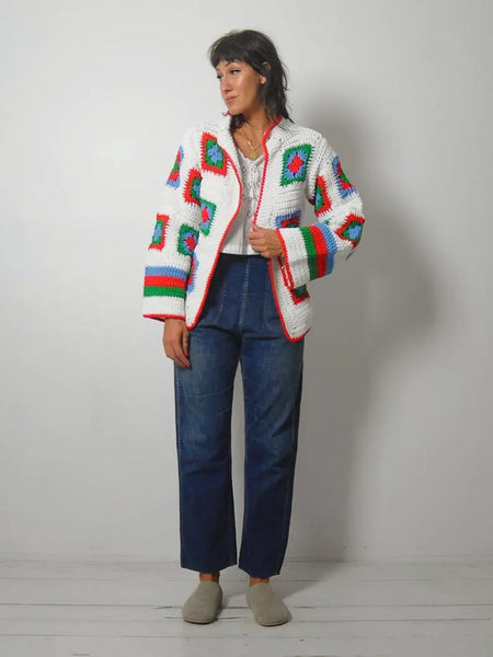 1970's Quilted Crochet Cardigan