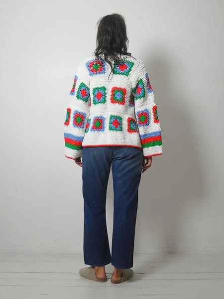 1970's Quilted Crochet Cardigan