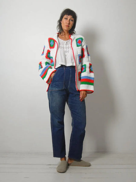 1970's Quilted Crochet Cardigan