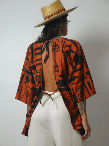 1970's Japanese Cotton Kitchen Smock