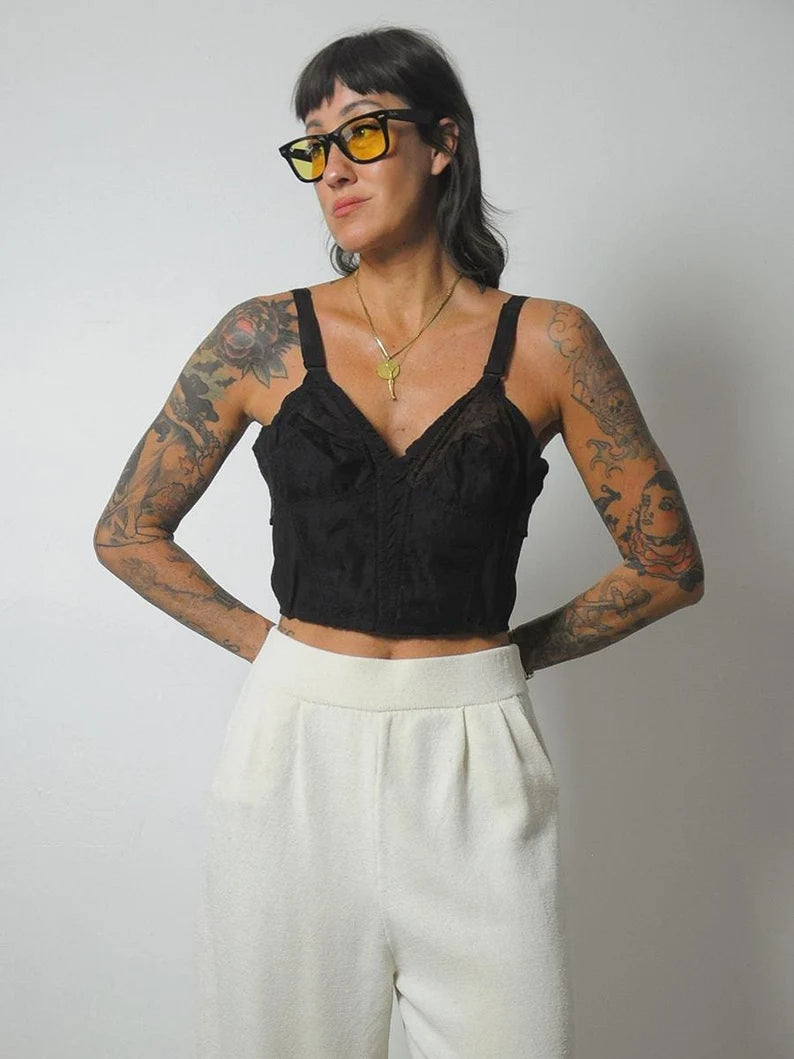 1950's Black Lace Bustier Top