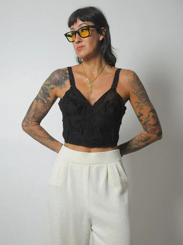 1950's Black Lace Bustier Top