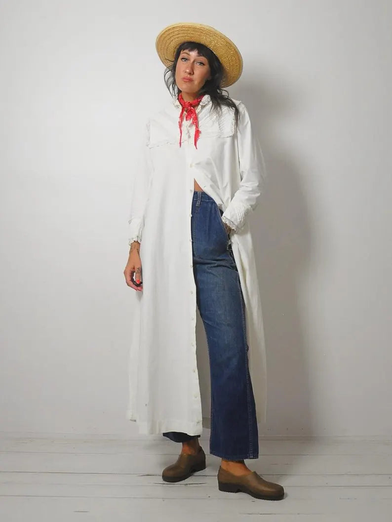 Edwardian Cotton Maxi Duster Dress