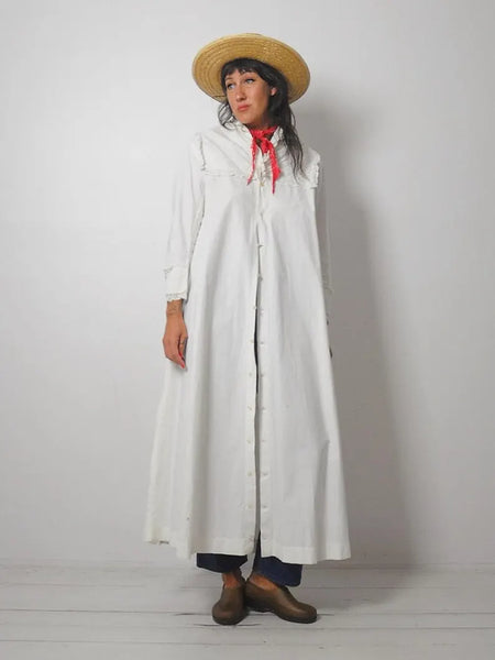 Edwardian Cotton Maxi Duster Dress