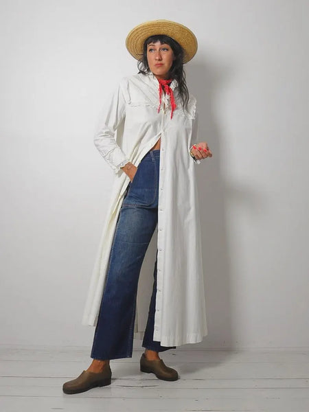Edwardian Cotton Maxi Duster Dress