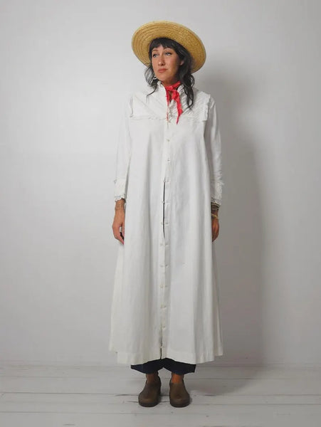 Edwardian Cotton Maxi Duster Dress