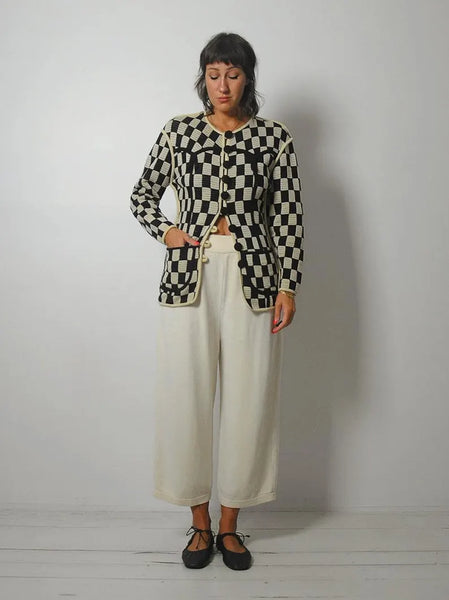 1980's Knit Checkerboard Cardigan