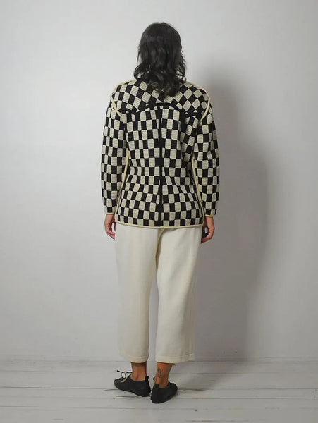 1980's Knit Checkerboard Cardigan