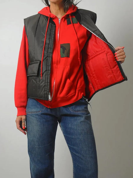 1980's Patch Quilted Puffer Vest