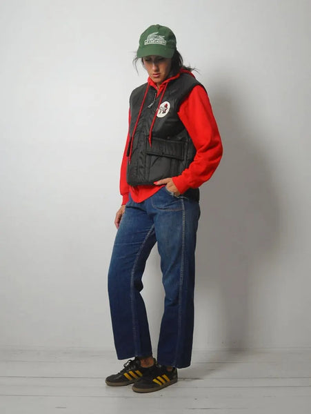 1980's Patch Quilted Puffer Vest