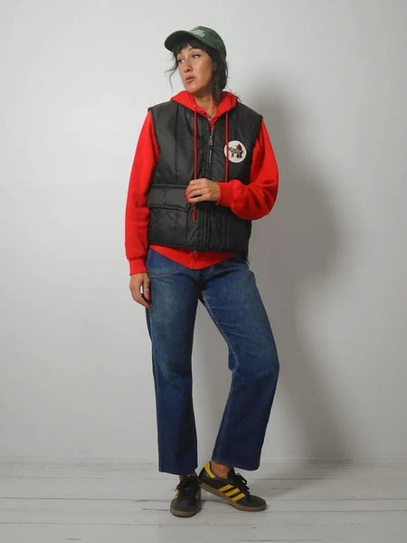 1980's Patch Quilted Puffer Vest