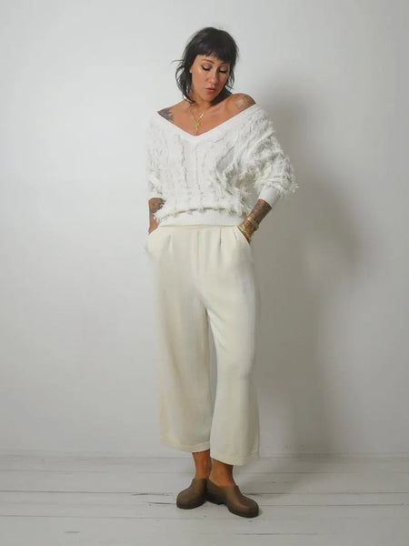 White Fringe Shaggy Sweater