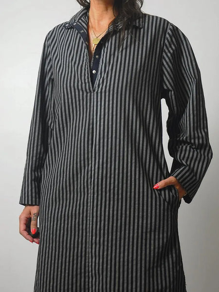 1980's Striped Pocket Shirt Dress