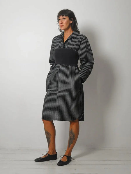 1980's Striped Pocket Shirt Dress