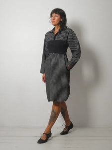 1980's Striped Pocket Shirt Dress