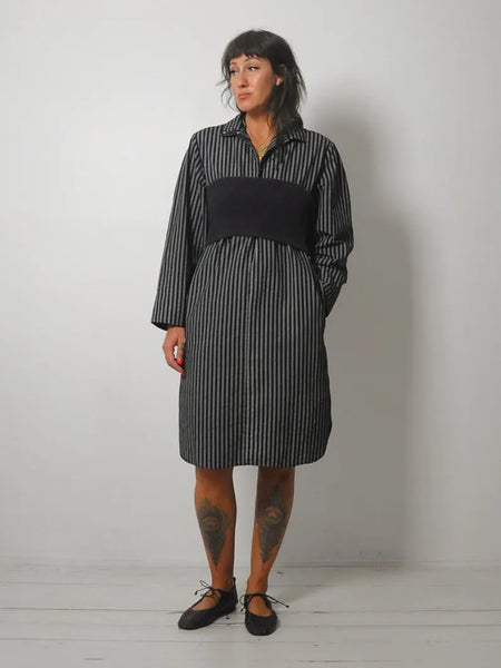 1980's Striped Pocket Shirt Dress