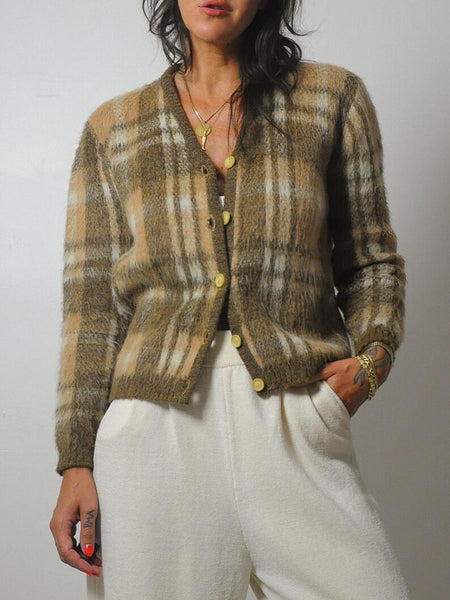 1960's Mohair Plaid Cardigan