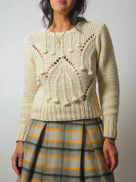 Handknit Cotton Bobble Sweater