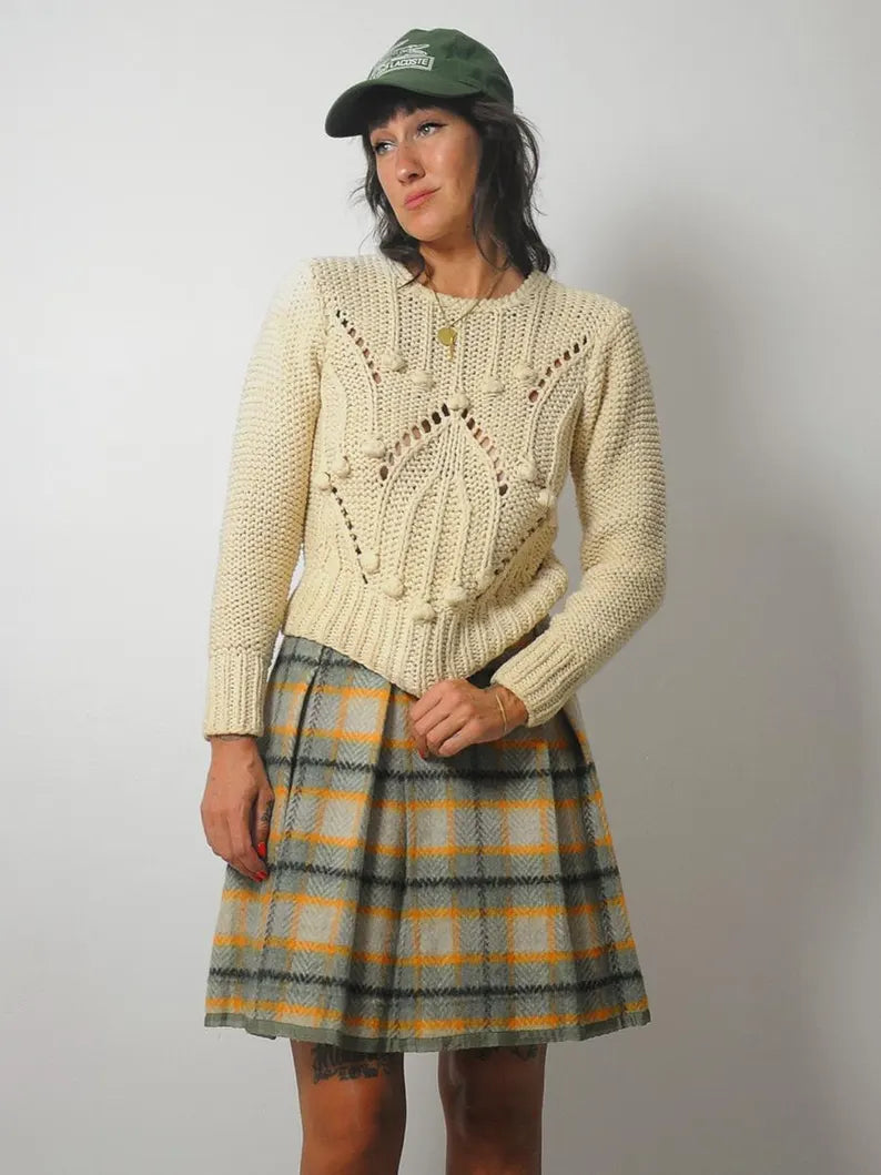 Handknit Cotton Bobble Sweater