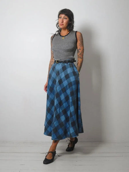 1980's Plaid Linen Pocket Skirt