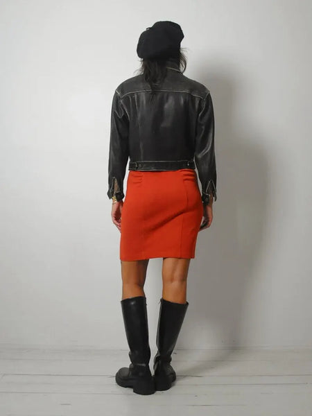 90's Black Leather Bomber