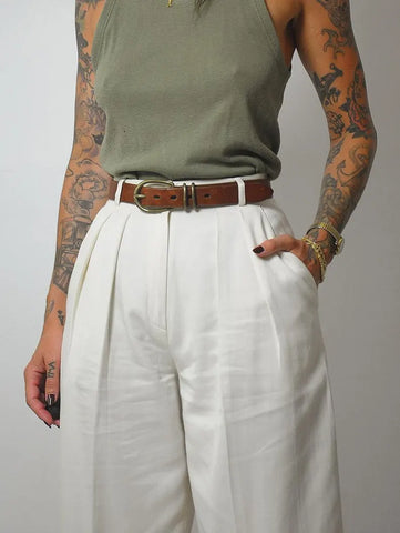 1980's Petite Ivory Trousers 26x23