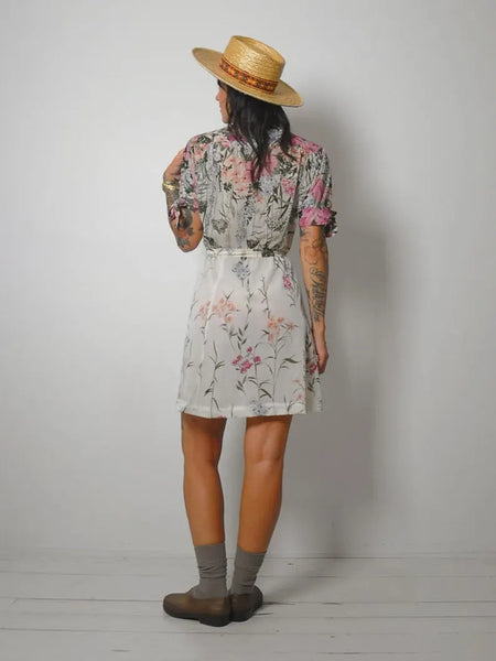 1970s Garden Floral Mini Dress