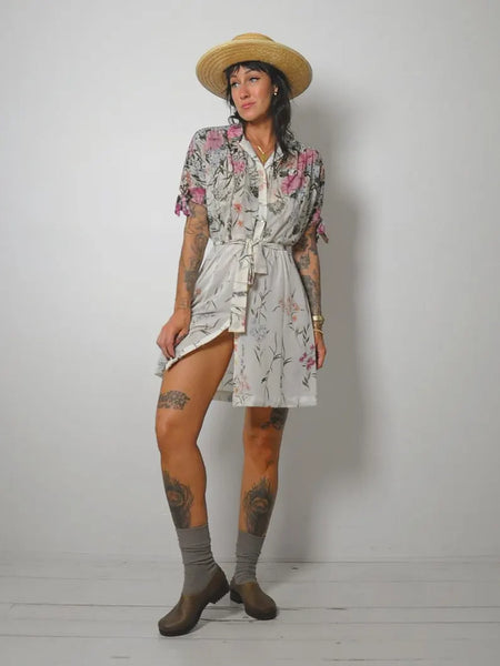 1970s Garden Floral Mini Dress
