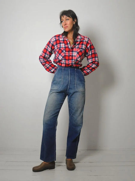 1970's Soft Red Plaid Flannel