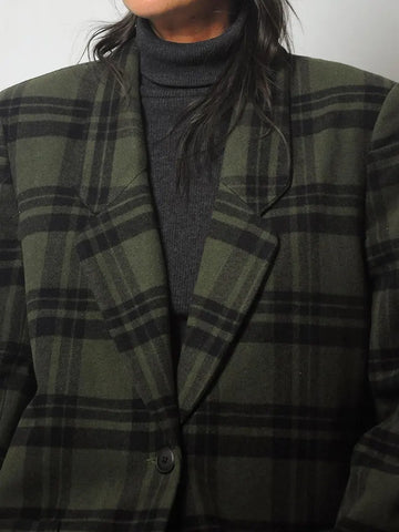 Forest Green Wool Plaid Blazer