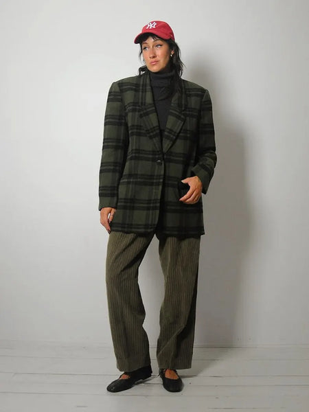 Forest Green Wool Plaid Blazer