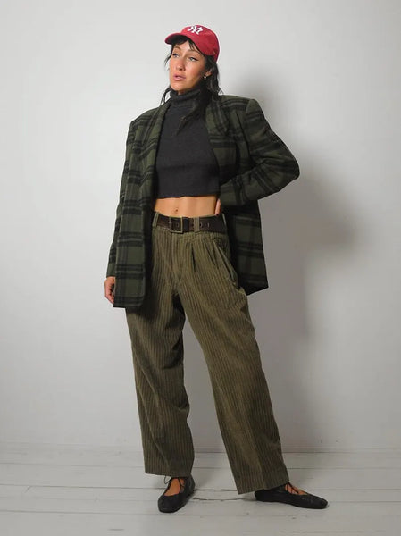 Forest Green Wool Plaid Blazer