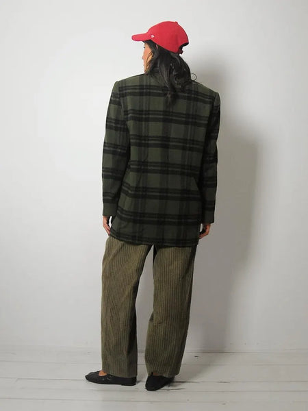 Forest Green Wool Plaid Blazer