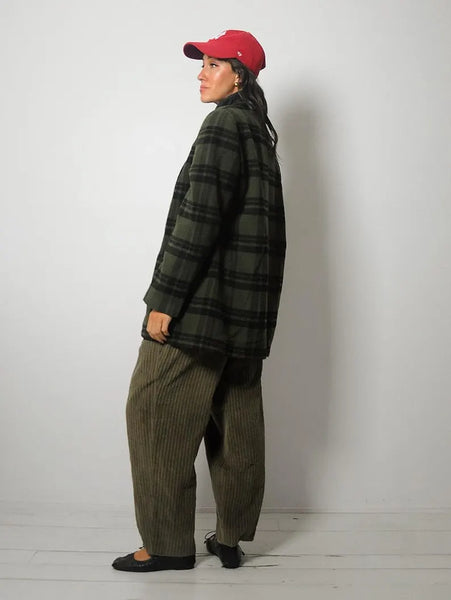 Forest Green Wool Plaid Blazer
