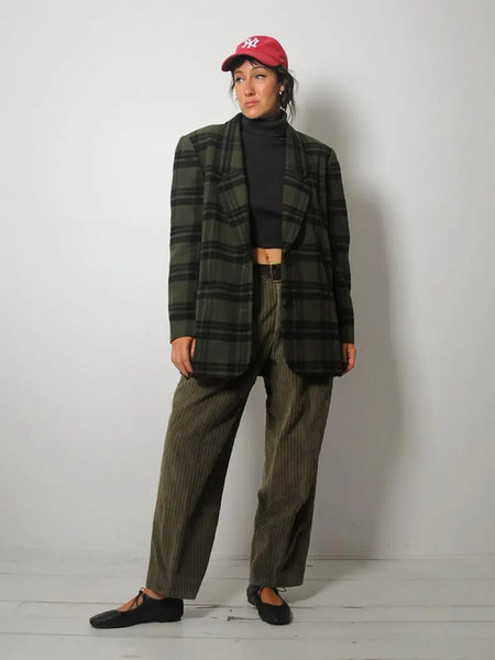 Forest Green Wool Plaid Blazer
