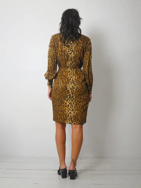 1970's Leopard Silk Wrap Dress