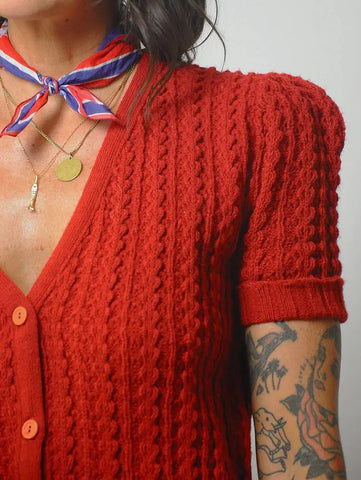 1940's Cranberry Cropped Cardigan