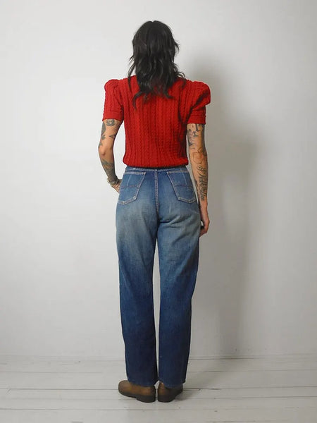 1940's Cranberry Cropped Cardigan