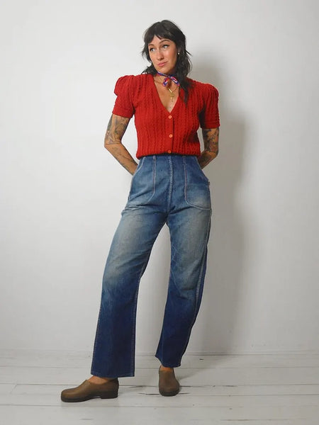 1940's Cranberry Cropped Cardigan