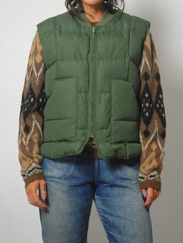70's Forest Green Puffer Down Vest