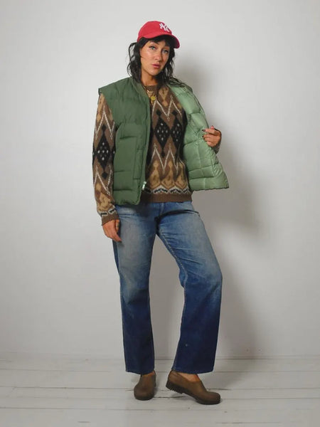 70's Forest Green Puffer Down Vest