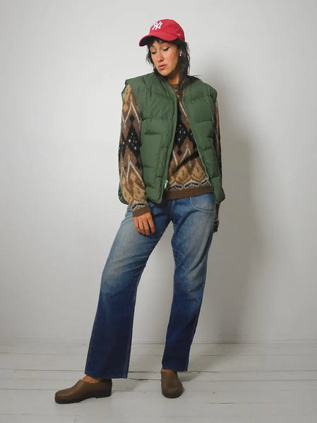 70's Forest Green Puffer Down Vest