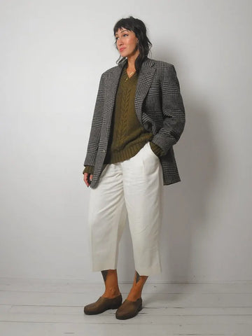 80's Gray Houndtooth Wool Blazer