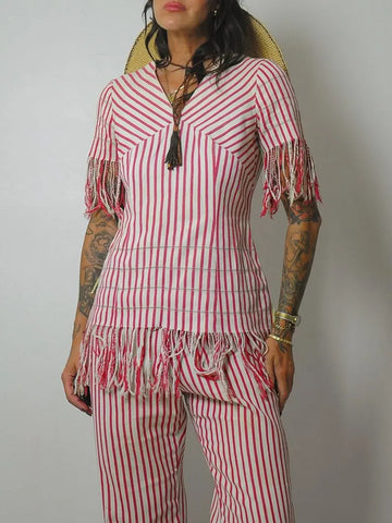 1950's Fringe Striped Pant Set