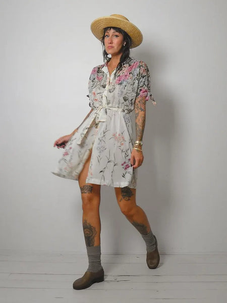 1970s Garden Floral Mini Dress