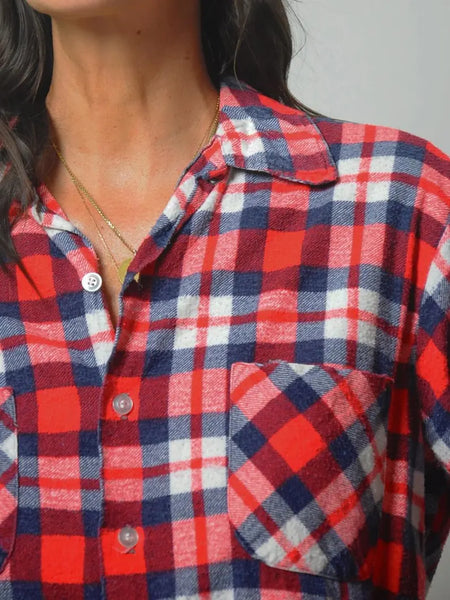 1970's Soft Red Plaid Flannel