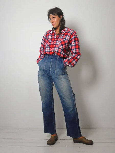1970's Soft Red Plaid Flannel
