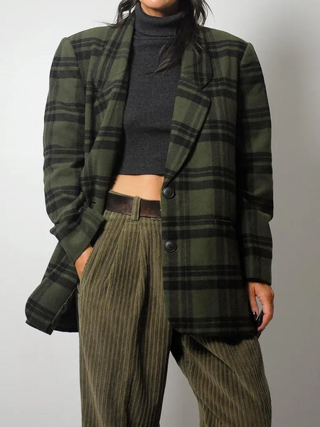 Forest Green Wool Plaid Blazer